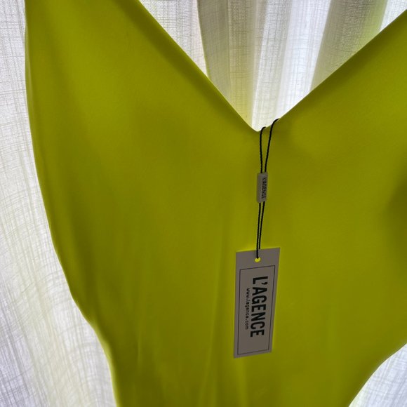 Brand New L'AGENCE Jodie Slip Dress in Chartreuse - Picture 7 of 8